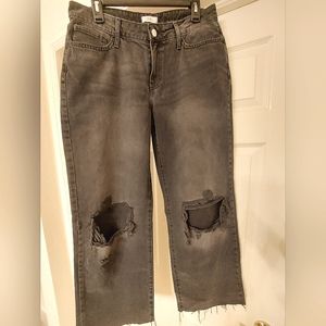 Recycled cotton low rise premium distressed denim